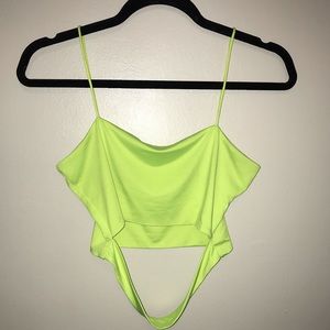 Highlighter yellow/green cropped tank top